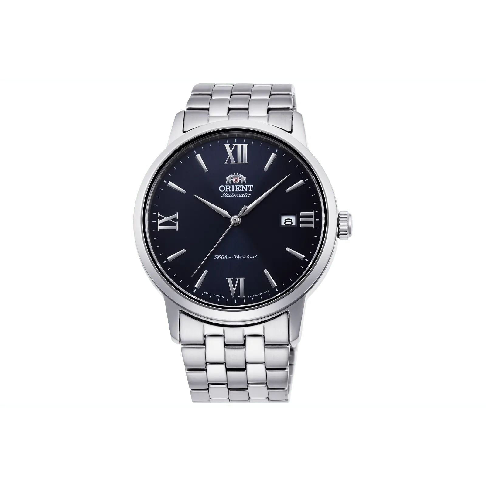 Orient Symphony IV Men's 41.6mm Stainless Steel Luxury Mechanical Automatic Date Wrist Watch - Classic Round Blue Analog Dial, Sapphire Crystal, Waterproof, Business Fashion Modern Men's Watch, Classic Round Dial, Automatic Date Wristwatch