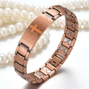 EMPTAN Magnetic Copper Bracelet for Men & Women, 3X Ultra Strength Magnetic Bracelets, Copper with 3500 Gauss Neodymium Magnets, Magnet Therapy Cross Bracelet, Jewelry Gift