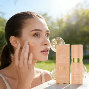 Hoygi Liquid Foundation Cosmetic with SPF50 - Concealer, Sunscreen, Tinted, Hydrating, Transfer-Resistant, Buildable Flawless Coverage, Lightweight Water-Based, Blendable Daily Makeup for All Skin Types