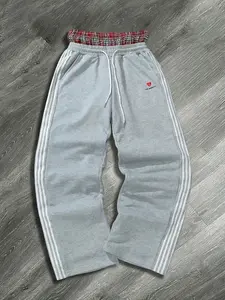 Men's Casual Floral Plaid Grid Loose Sports Pants, Letter Print, Drawstring Waist, All Seasons, Street Style, Ideal Gift