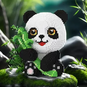 6300pcs Panda Bear 3D Puzzle Game Creative Decoration, Birthday Halloween Valentine Christmas Holiday Gift, Home Decor DIY Craft Statue