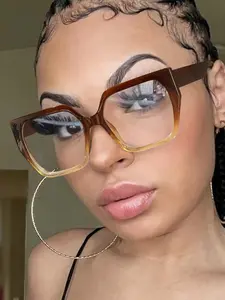 Unisex Simple Style Plain Color Oversized Square Frame Eyeglasses, Trendy Casual Eyeglasses for Everyday Use, Fashion Accessories for Outdoor Activities, Stylish Square Frames, Fashion Eyewear