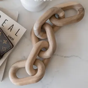 Wooden Chain Link Decor, 1 Count Modern Chain Link Ornament, Home Decor Accents & Bookshelf Decor, Small Home Decor for Shelves & Console Table Decor, Home Decor Ornaments