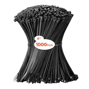 VEVOR 1000 Pack Cable Zip Ties, 8-inch Heavy Duty Cable Wire Ties with 45LBS High Tensile Strength, Multi-Purpose Self-Locking Nylon Tie Wraps, Heat Cold Resistant for Indoor and Outdoor Use