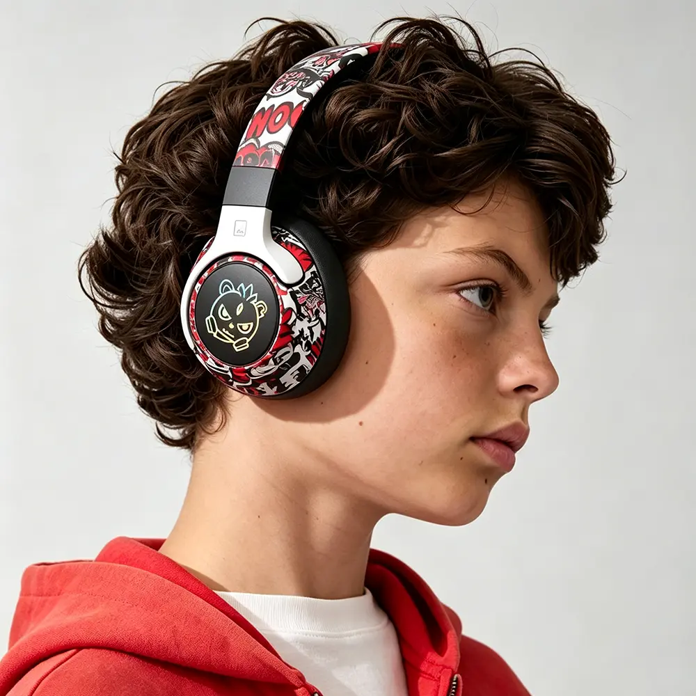 Gaming Headphones Over‑Ear Bluetooth Headset with RGB LED Logo, 40mm Dynamic Driver Deep Bass, Foldable Adjustable Hinge, Type‑C  Charging Wireless Headphones for Phone PC Gamer