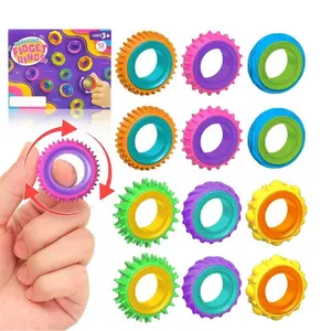 Fall Halloween Gift  12 Pack Fidget Sensory Rings for Kids – Textured Finger Spinner Toys for Anxiety Relief, Autism, ADHD – Classroom Prizes, Party Favors, Stocking Stuffers