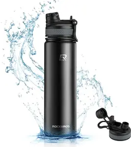 ROCKBROS Insulated Water Bottle with Straw, Stainless Steel Sports Water Cup Flask Leak Proof with Handle Keep Warm and Cold for Hiking, Cycling, Bike Travel, School Sports, Gym