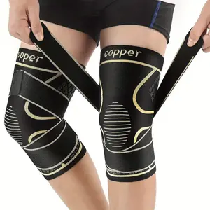 HOXEZU 2 Pack Copper Knee Braces for Women and Men, Knee Compression Sleeve for Knee Pain, Arthritis,ACL, Meniscus Tear, Joint Pain Relief, Knee Support for Running, Working Out, Fitness, Weightlifting-M