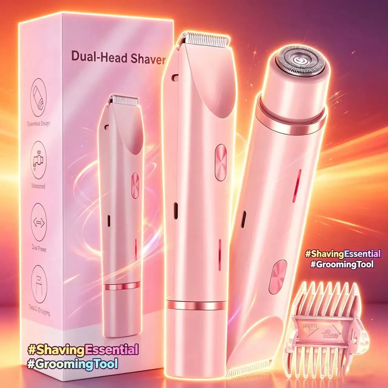 Electric Razor for Women, Dual Function Electric Razor for Legs, Armpits, Face, Pubic Hair, Body Facial Trimmer, Rechargeable Body Trimmer, Cordless Body Shaver, Hair Clipper, USB Rechargeable Shaver, Rechargeable Shaver Machine