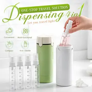 4 in 1 Travel Dispenser Bottle Leak Proof Refillable TSA Approved Silicone Squeeze Container with Lock Portable Toiletry Organizer Shampoo Lotion Conditioner Travel Size Vacations