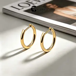 GGIRL 18k Gold-Plated, Unique And Versatile D-Shaped Earrings; A Three-Piece Set Designed For Layering With Multiple Piercing Options, Suitable For Cartilage, Lobe, And Helix Piercings; The Perfect Gift For Earring Enthusiasts