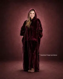 THE COMFY Dream Long - Floor Length Lightweight Ultra Soft Microfiber Wearable Blanket Hoodie for Warmth and Style, Machine Washable, One Size Fits Most, Seen on Shark Tank, Great Gift