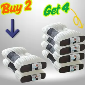 Buy 2 Get 4 Soft Knitted Neck Pillow - Adjustable Ergonomic Orthopedic Contour Support Design for Back Relief (4PCS)