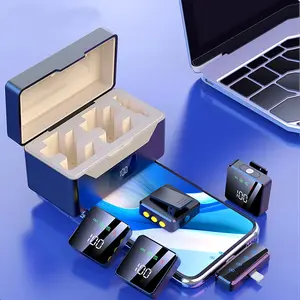 4 in 1 Wireless Lapel Microphone with Charging Box, Noise Cancelling Mic for iPhone & Android, Video Recording, Youtube, Tiktok Live, Vlog, Wireless Mic Receiver