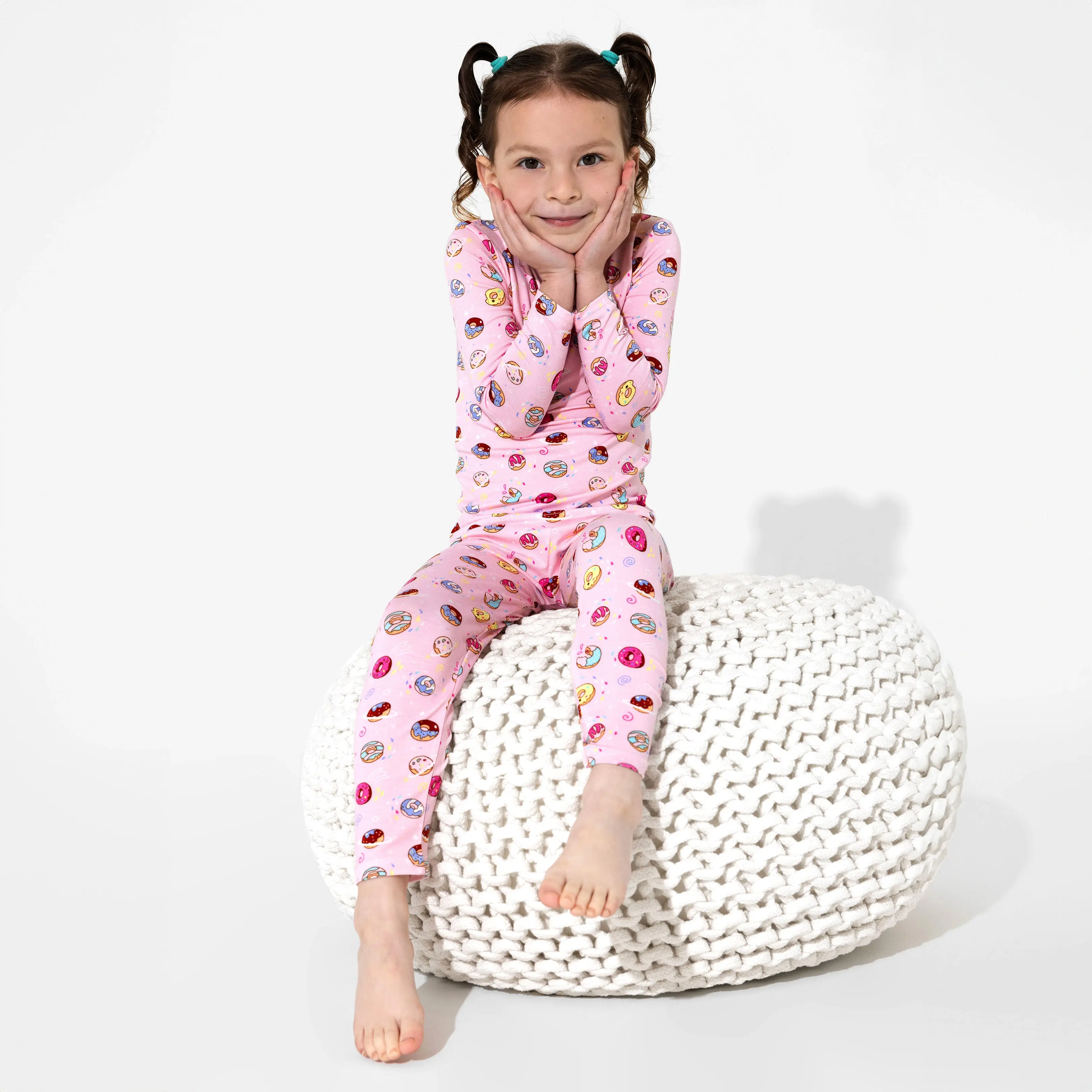 Pink Space Donut Bamboo Kids Pajamas