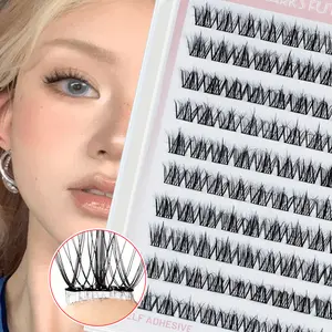 100pcs 5D Self-Adhesive False Eyelashes, Eyelash Extensions, Eyelash Clusters, Cosmetic, Makeup, Beginner-Friendly D Curl Cluster Lashes, No Glue Needed, 10-14mm Natural Look, Easy to Apply