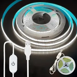 USB Powered COB LED Light Strip, 5V High Brightness Touch Switch COB LED Strip Light, Adjustable Lighting LED Tape Light for Bedroom, Cabinet, Backlight, Dimmable Led Light Adjustable Leds