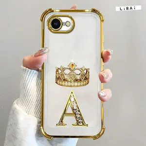 Suitable for [iPhone 16e] New high-end crown electroplated gold edge mobile phone case new business simple explosion-proof mobile phone case affordable anti-fall anti-fingerprint-888
