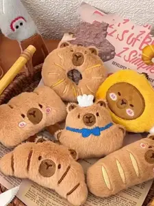 1/6Pcs Creative Food Dolphin Pendant Girl Cartoon Doll Plush Toy Bread Water Piglet Charm, Cute Animal Pattern, All Seasons