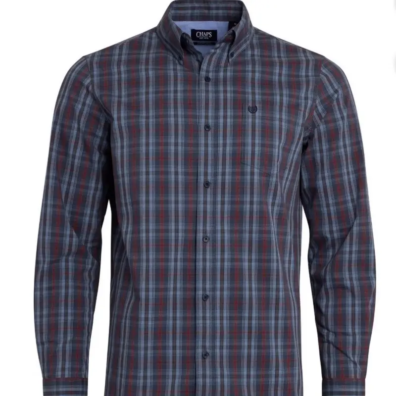 Chaps Men's & Big Men's Long Sleeve CVC Easy Care Woven Shirt, Size XL Menswear Casual Top