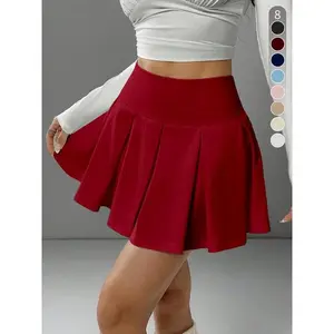 Women's Solid Color High Waist Skirt, Casual Fashionable Short Skirt for Daily Outdoor Wear, Ladies Bottoms for Summer, Tennis Skirt