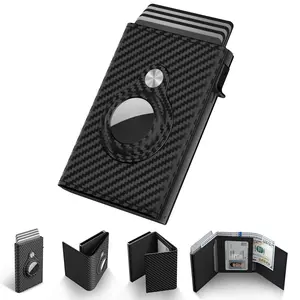 Mens Smart Wallet Card Holder for AirTag: Leather, RFID Blocking, Slim, Minimalist - 9-14 Card Capacity | ID Window | Cash Slot Cardholder Debitcardcovers