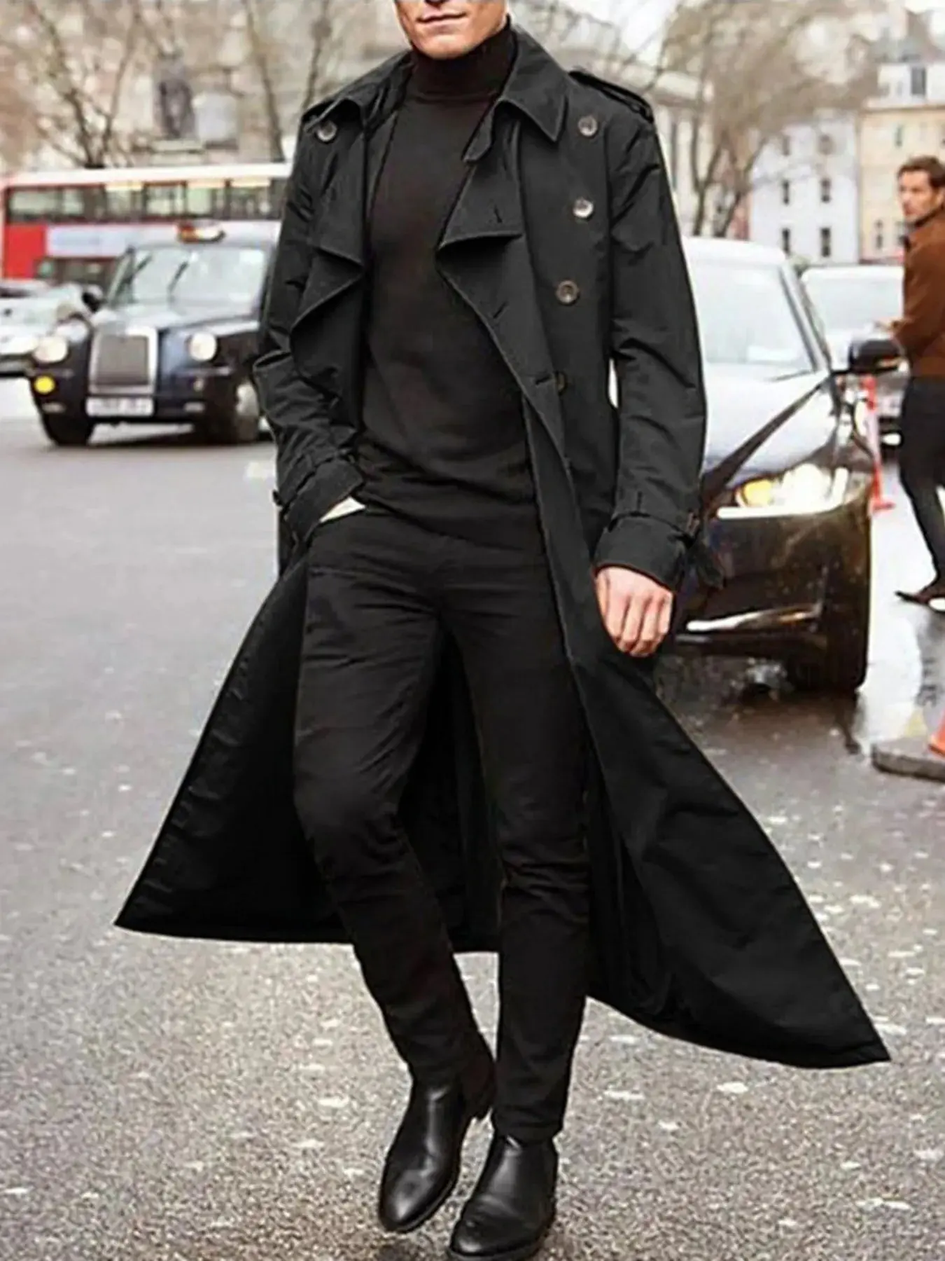 midlength black trench coat - TikTok Shop