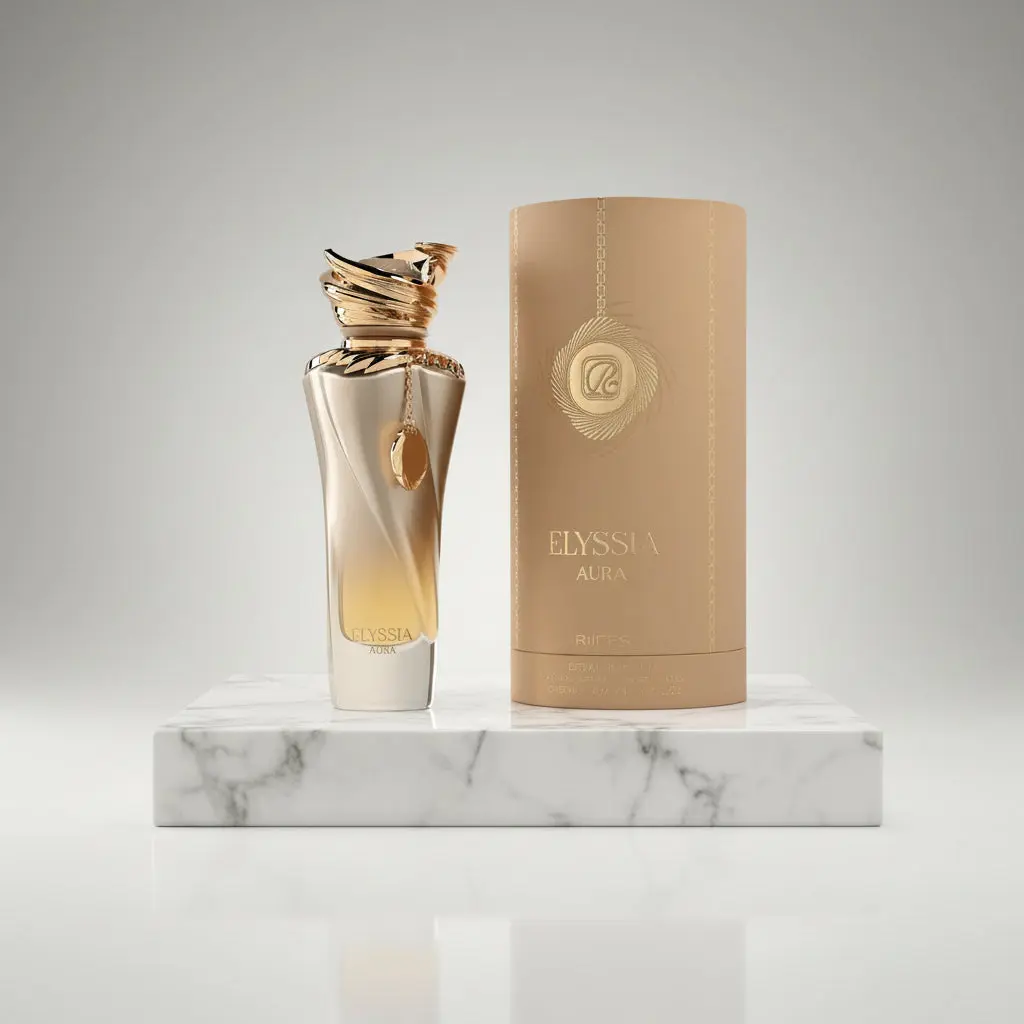 riiffs Elyssia Aura Extrait de Parfum - 3.4fl.oz (100ml) Vegan Unisex Aromatic Orange-Scented Vanilla Perfume, Soft Gold Brushed Glass Bottle, Vanilla Cream & Cognac Notes, Single Item, Vanilla Perfumes, Aromatic Unisex Fragrance