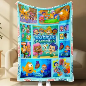 Bubble Guppies Cartoon Throw Blanket, Colorful Underwater Characters Fleece Blanket, Soft Blanket for Kids, Cozy & Fun Design  Thin Blanket Dream Workshop