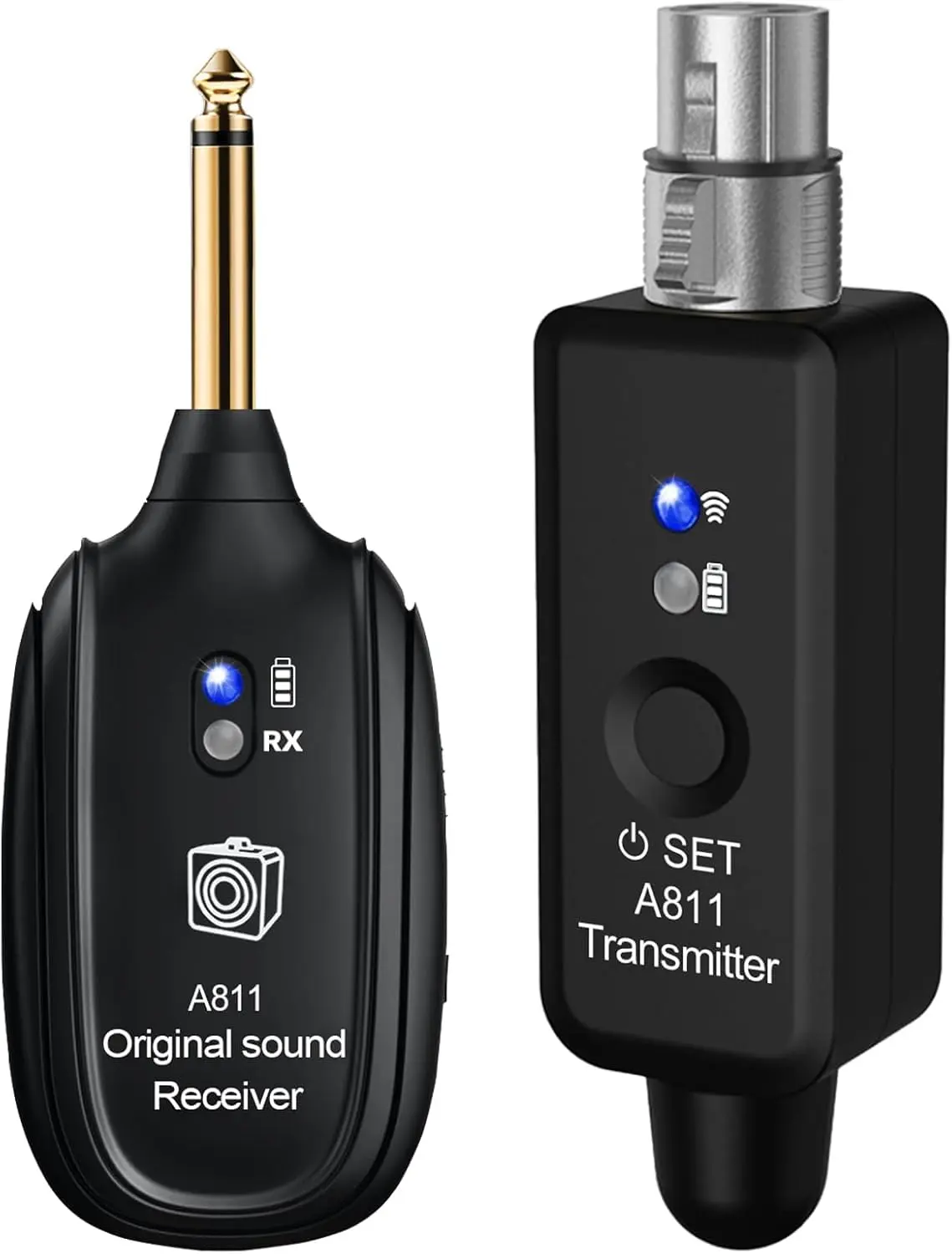 Wireless Microphone Transmitter Receiver 2.4GHz, XLR Microphone Wireless System, Rechargeable Wireless Mic Adapter for Audio Mixer, Dynamic and Condenser Mic, Guitar, Bass