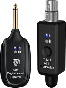 Wireless Microphone Transmitter Receiver 2.4GHz, XLR Microphone Wireless System, Rechargeable Wireless Mic Adapter for Audio Mixer, Dynamic and Condenser Mic, Guitar, Bass