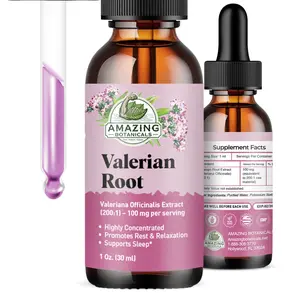 Amazing Botanicals Organic Valerian Root Herbal Drops - 3000mg Tincture Extract, Transparent Healthcare Tea, Sleep & Relaxation Liquid Natural Supplement
