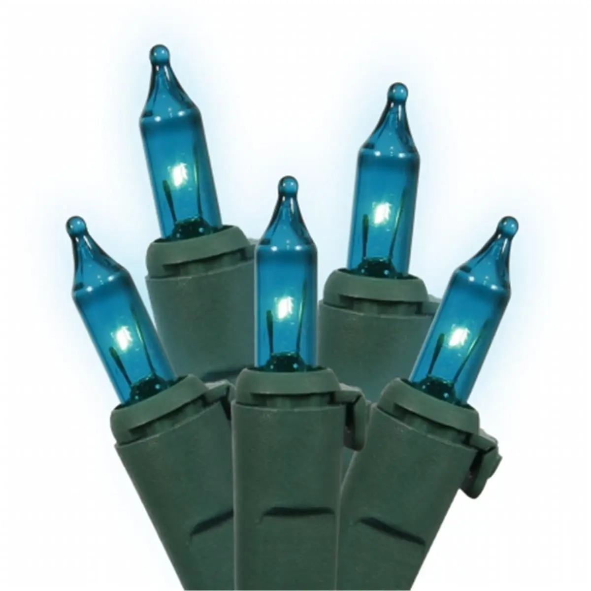 212 MAIN Teal String Lights - 23' Long, 5.5 in. Spacing, Pack 50lt, Teal Lamp Lock Connector, Green Wire Bulk Pack, Decorative Party Lights for Holiday Decorations