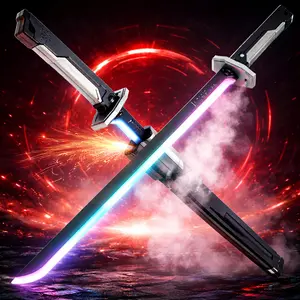 Spark Effect LED Sword 31.5" - RGB Colors, Mist Spray, Auto Eject, Smart Hit Sound, Type-C Recharge | Cosplay Rave Display