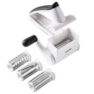 Cheese Grater Hand Crank 3 in 1 Patented Rotary Parmesan Cheese Grater Cheese Shredder Handheld with Fine & Coarse Drums, Restaurant Cheese Grater Grinder with Handle for Hard Cheese Chocolate Nuts