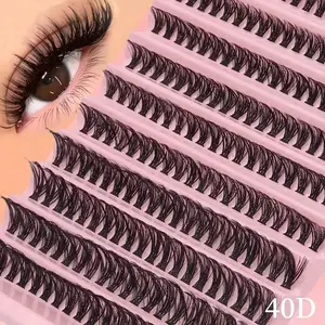 200 Clusters, Individual Lash Clusters, Feline Lash Look, 40D Russian Cat Eye Lashes - D-DD Curl, 3D False Eyelashes, DIY Volume Eyelashes, Easy Application & Time-Saving Makeup, Valentine's Day Gift for Daily Use/Party - Soft and Lightweight