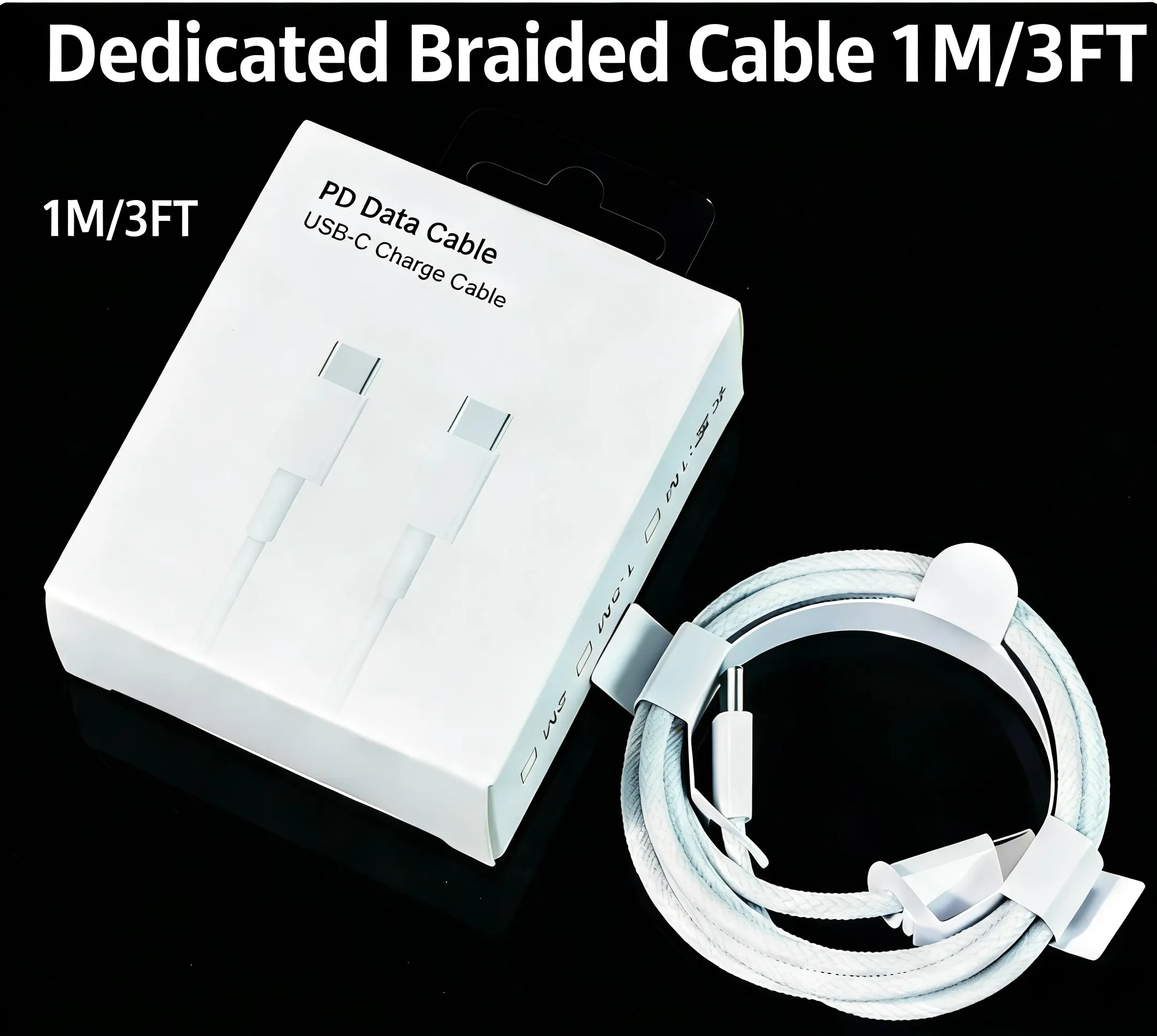 Braided USB-C to USB-C Fast Charging Cable, 1M/3FT 2M/6FT PD Charger Cord for iPhone 15, Samsung Galaxy, iPad Pro