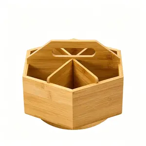 MEEDEN Bamboo Rotating Art Supply Desk Organizer: Pen & Pencil Holder for Desk- Desktop Storage for Markers, Colored Pencils, Crayons, Paint Brushes, Office School Classroom Pen Stand Pen Slot