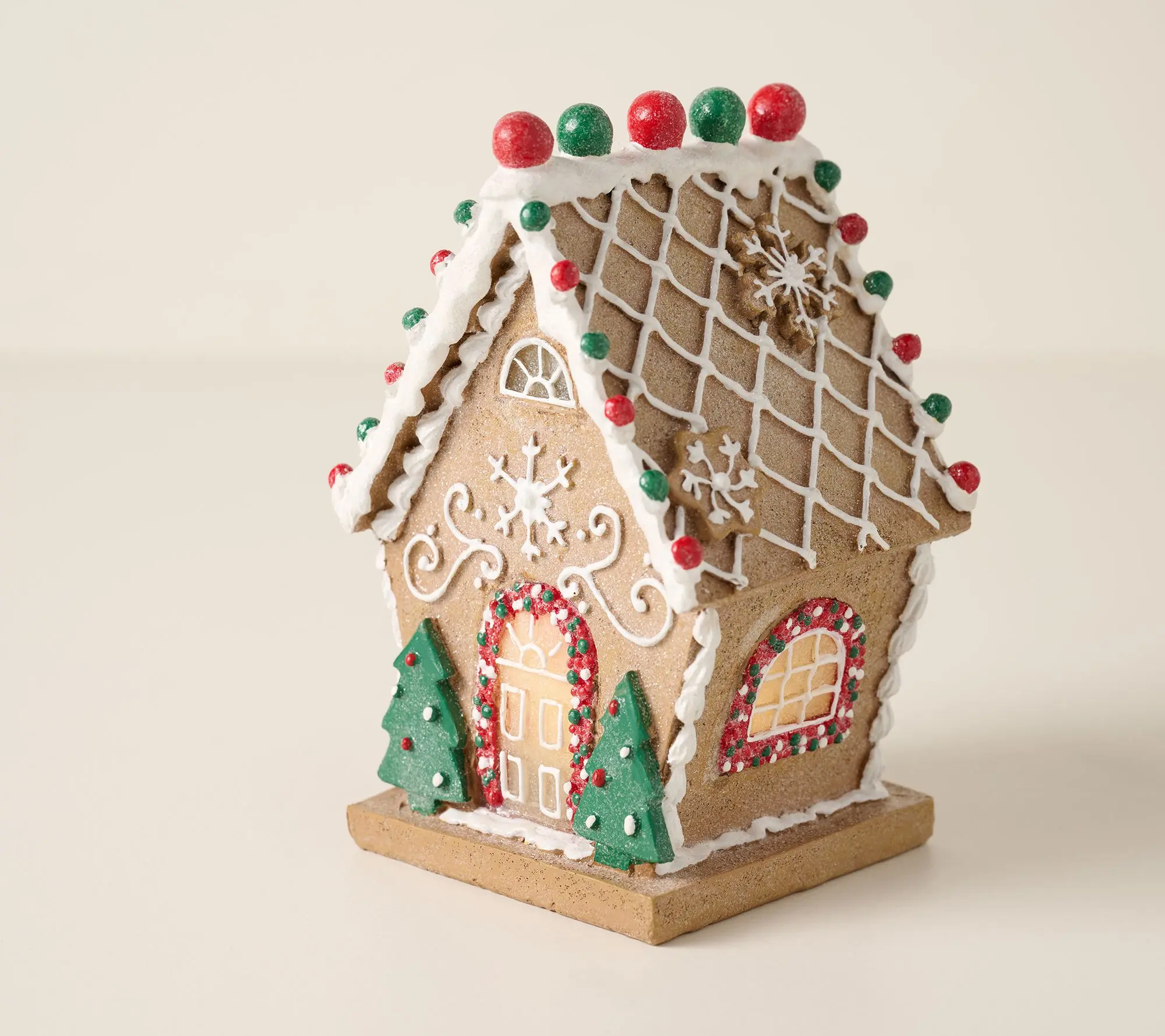 8" Illuminated Gingerbread House with Trees by Valerie