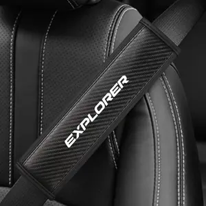 Ford Explorer Seat Belt Shoulder Cover, PU Leather & Carbon Fiber Stripe Design, Car Interior Decorative, Enhances Driving Comfort, Available in 1pc/2pcs