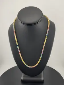 Rainbow Radiance – Sterling Silver Multi-Gemstone Tennis Necklace