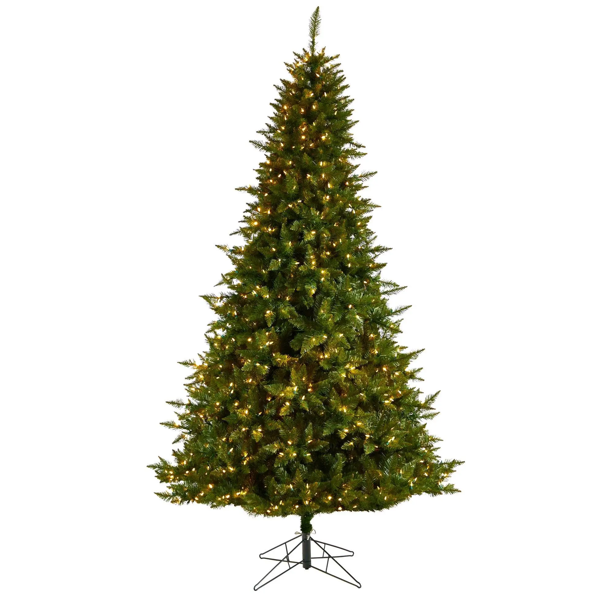 9ft Traditional Vermont Spruce Artificial Christmas Tree - Light-Up Holiday Home Decoration with Metal Frame, Fade-Resistant Multicolor String Lights, Color Changing Specialty Tree Decor, Multicolor String Lights Specialty Tree Decor, Festive Style Specia