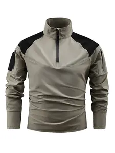 Men's Outdoor Sweatshirt Lightweight Spring Fall Casual Sport Long Sleeve Sweatshirt Elastic Quick Dry Multiple Pockets Wear Resistant Summer Hiking Camping Travel Clothing Top