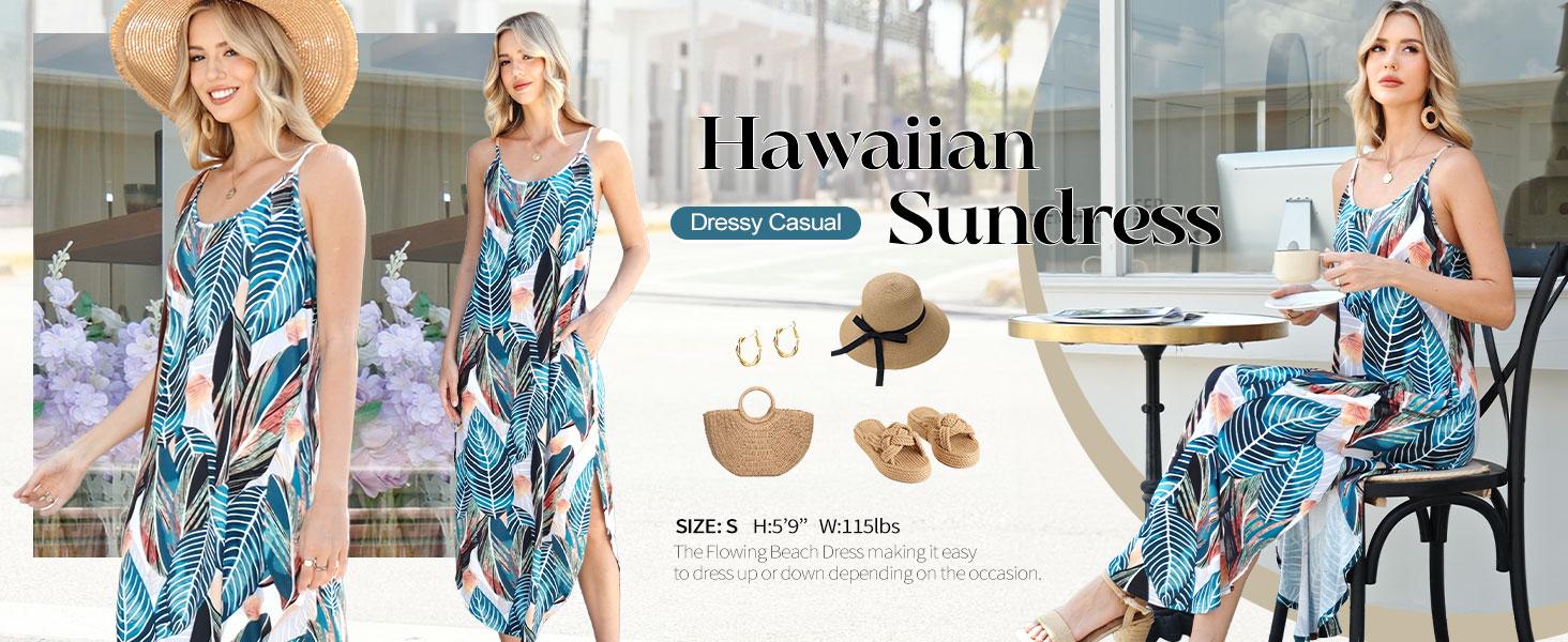 OFEEFAN Women's Maxi Dresses for Women Casual Long Summer Sun Dresses 2026 Spaghetti Strap Hawaiian Vacation Outfits for Women OFEEFAN Women's Maxi Dresses for Women Casual Long Summer Sun Dresses 2026 Spaghetti Strap Hawaiian Vacation Outfits for Women