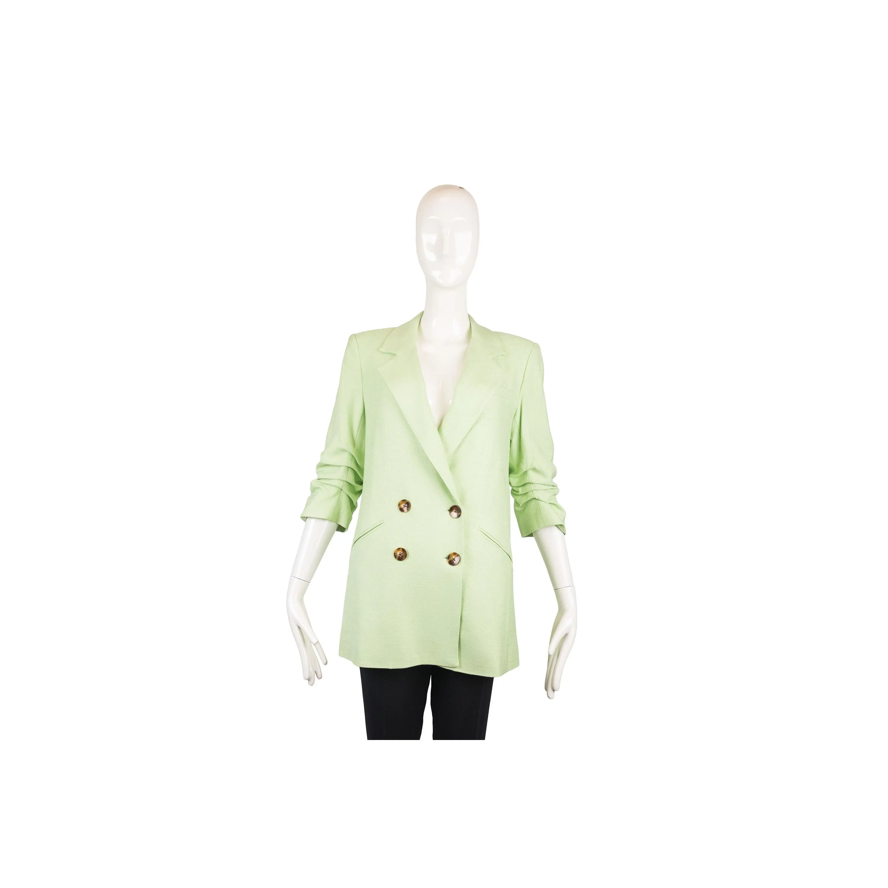 Veronica Beard Neon Green Linen Double-Breasted Blazer Size 6