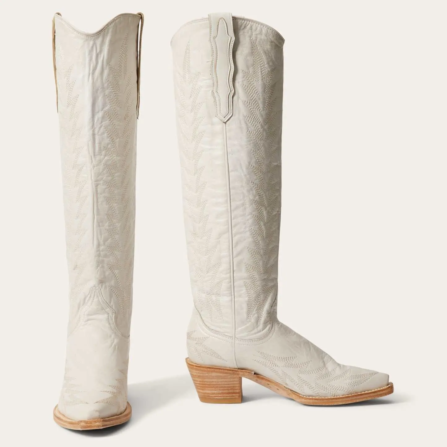 Women's Stetson Sarah Leather Boots Handcrafted Cream