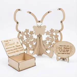 New Wooden Butterfly Guest Book for Weddings Party Decoration Signing Table Craft Ornaments Decorative Plaque Novelty Decor Office Home Decor Home Decor Products