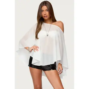 Sheer Chiffon Asymmetric Poncho