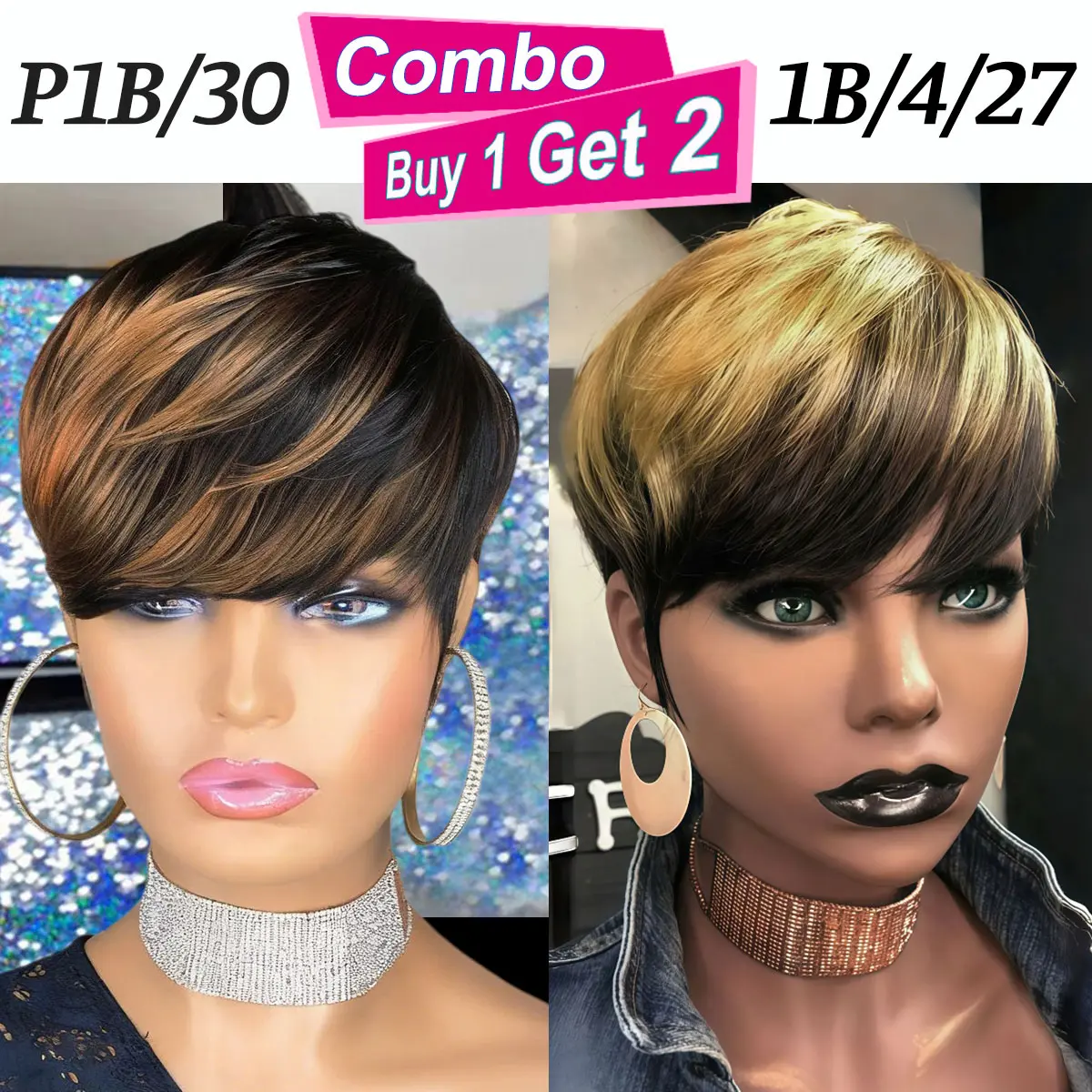 Buy 1 GET 1 FREE !Pixie Cut Wig for Black Women Hello baby girls that wanna switch up their looks , with a pixie wig we are still here ，let’s get started already .