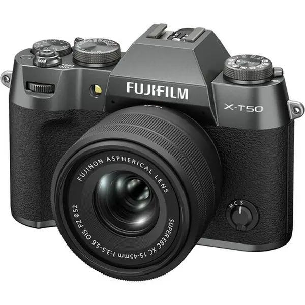 FUJIFILM X-T50 Compact Handheld Electronic Digital Mirrorless Camera with XC 15-45mm f/3.5-5.6 Lens, CMOS Sensor (Charcoal Silver)